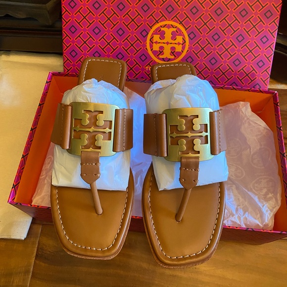 Tory Burch Shoes - Tory Burch Georgia Sandals with Gold Emblem